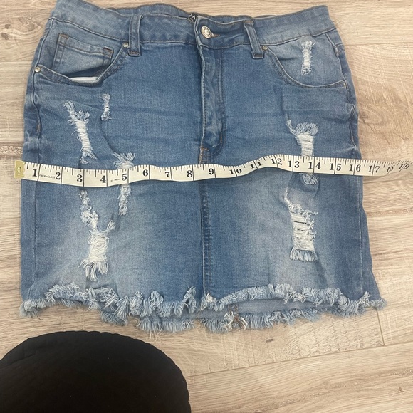 Wax Women's  Casual Distressed A-Line Denim Short Skirt-large - Picture 13 of 13